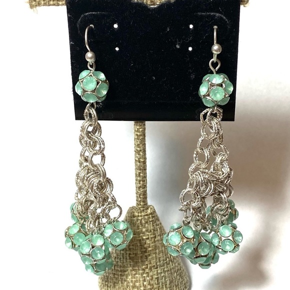 Bloomingdale’s Earrings Dangles Chandeliers Silver Tone Rhinestones - Picture 3 of 9